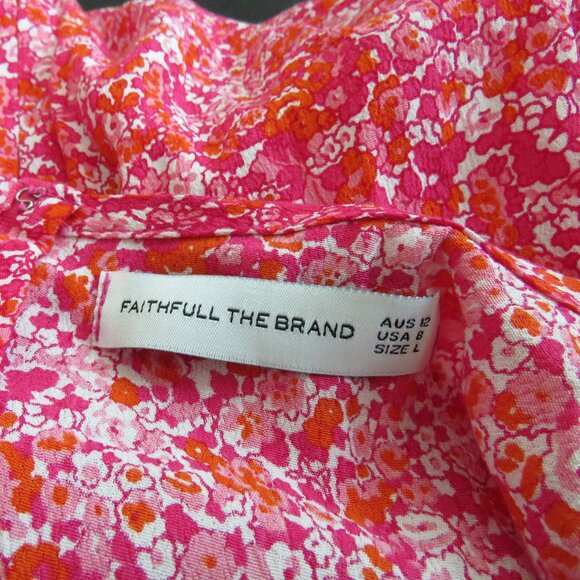 FAITHFULL THE BRAND Raphaela Midi Dress in Almona Floral Print Pink - Size US 8 - Picture 11 of 13